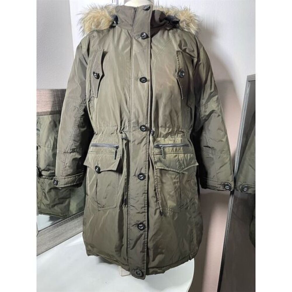 Rocawear Women's 3XL Green Parka Winter Jacket with Fur Trim Hood